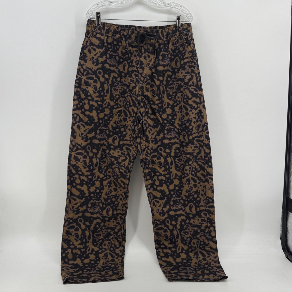 Vans Mens Baggy Tapered Elastic Waist Pants Brown Black Abstract Print Size M